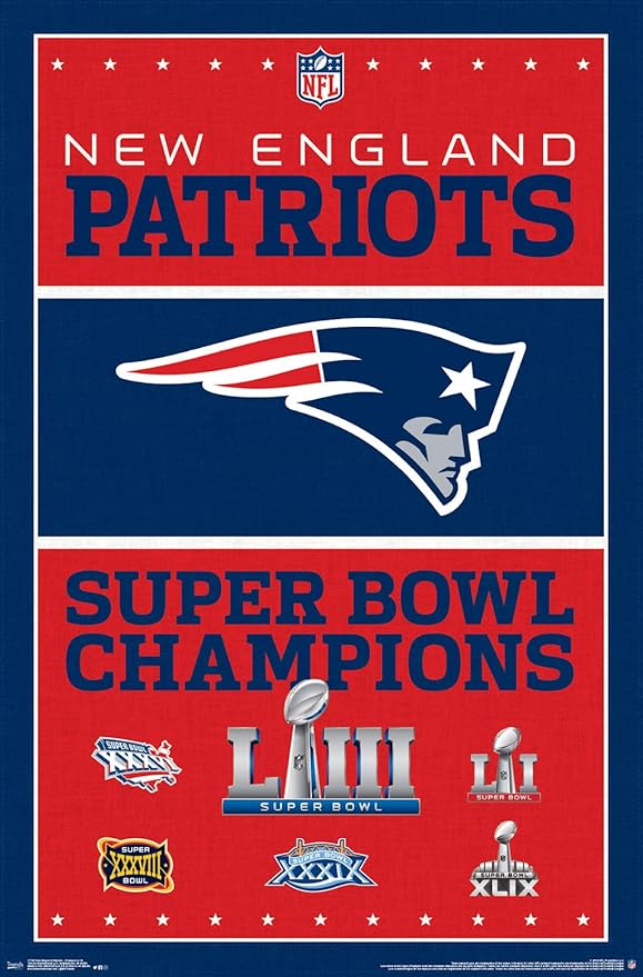 Amazon Com Trends International Nfl New England Patriots Champions 19 Wall Poster 22 375 X 34 Unframed Version Home Kitchen