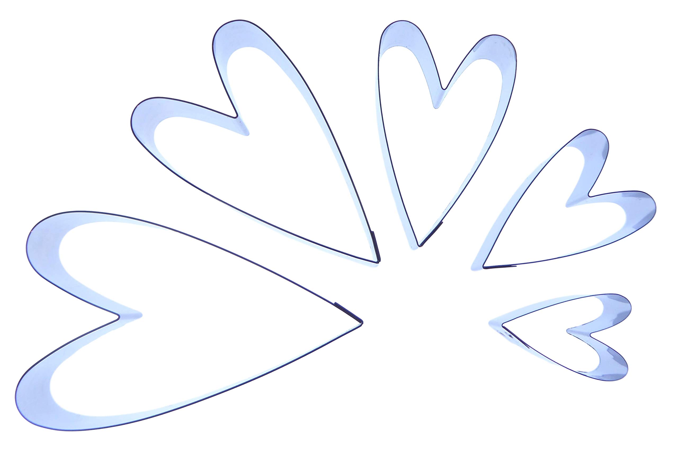 Primitive Heart - Stainless Steel Sugarcraft Cutters - Set of 5 Cutters