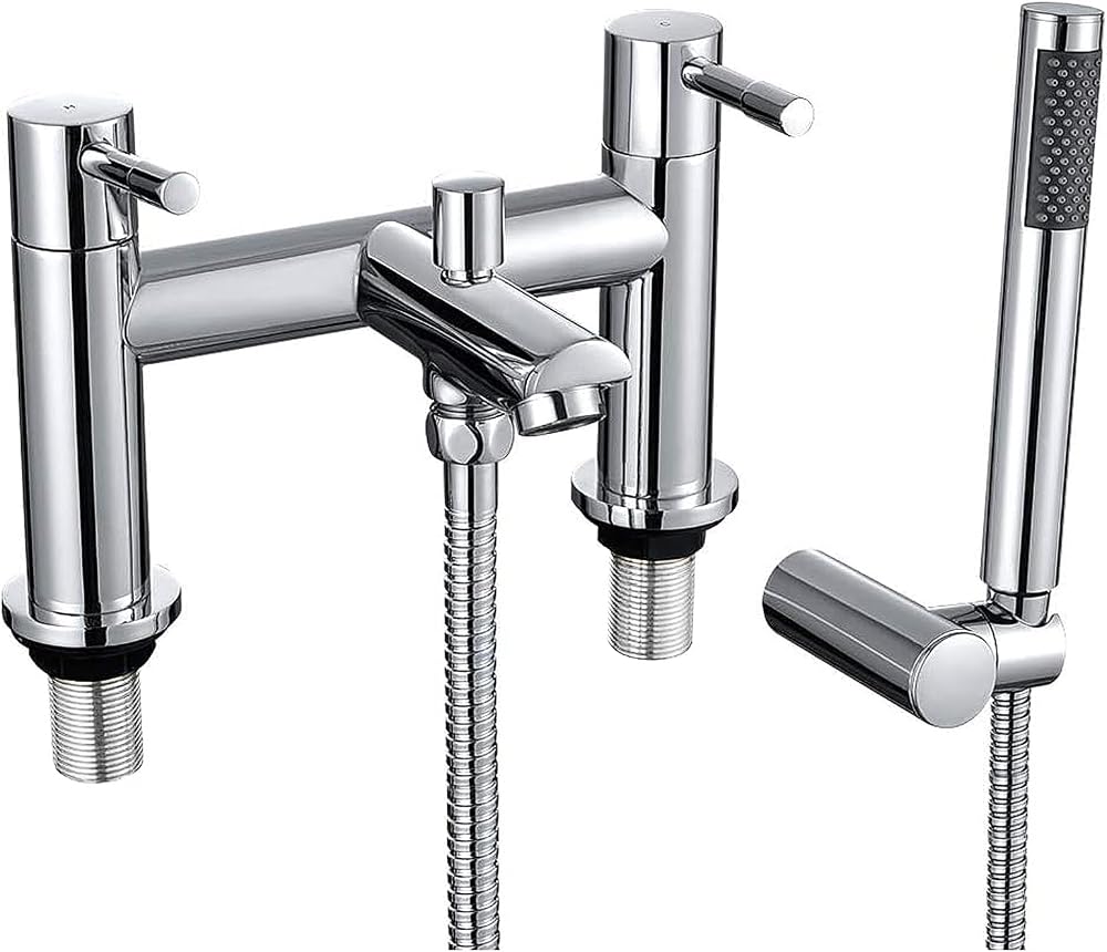 Wasserrhythm Bath Mixer Taps with Shower Attachment Chrome Brass 2 in 1