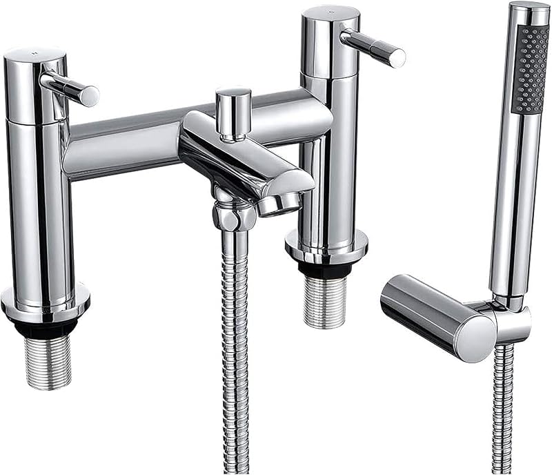 Wasserrhythm Bath Mixer Taps with Shower Attachment Chrome Brass 2 in 1
