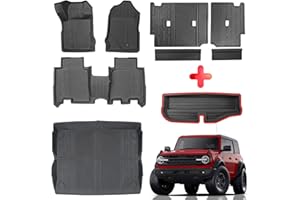 Mabett Interior Cover Mats for Ford Bronco Accessories 4-Door 2021 2022 2023 2024 2025 Floor Mats Rear Seat Back Cover and Cargo Liners with Trunk Lower Storage Mat（Not fit Bronco Sport）