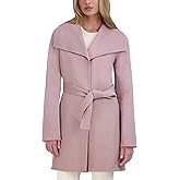 TAHARI Women's Ella Lightweight Double Face Wool Wrap Coat With Tie Belt