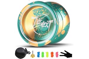 JOLESHARE Professional Responsive Yoyo, Aluminum Yo Yo for Kids Beginner, Replacement Unresponsive Ball Bearing for Advanced Yoyo Players + 1 Glove + 5 Yoyo Strings +Yoyo Storage Bag(Yellow Green)