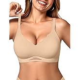 OEAK Womens Wireless Bras Scalloped Push Up Bralettes No Underwire Supportive Tshirt Bra Seamless Comfortable Everyday Bras