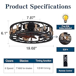 BUXVRCS 19.68'' Flush Mount Caged Ceiling Fan with