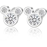Mouse Stud Earrrings 925 Silver Sparkling Mini Mouse with Fashion Cubic Zirconia for Women Birthday Gift