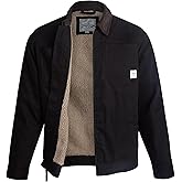 Bass Creek Outfitters Mens Trucker Jacket - Lightweight Heavy Duty Canvas Sherpa Lined Jacket Men Workwear with Chest Pockets