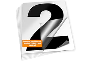 iSYFIX Black Vinyl Number 2 (Two) Stickers - 6 Pack 2 inch Self Adhesive - Decal Die Cut & Pre-Spaced for Mailbox, Signs, Window, Door, Cars, Trucks, Home, Business, Address Number, Indoor & Outdoor