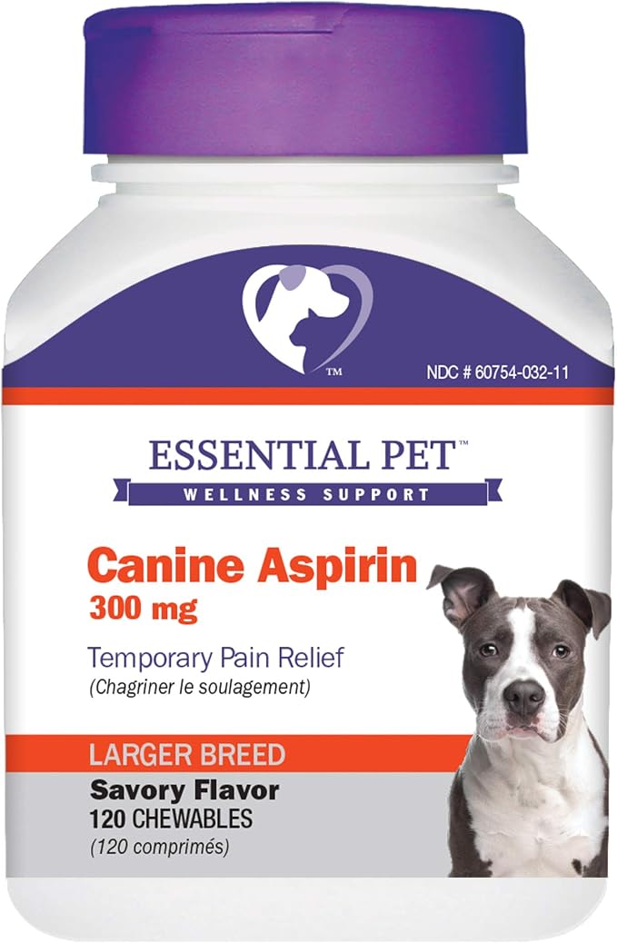 Amazon Com Essential Pet Canine Aspirin 300mg Temporary Pain Relief For Larger Breed Dogs Pet Supplies