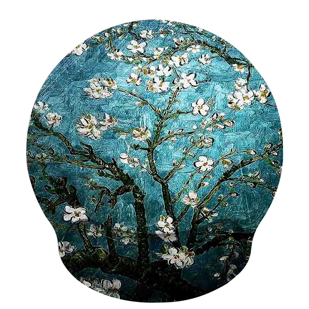 Mouse Mat with Wrist Rest Support,Ergonomic Mouse Pads for Computers,Laptop,Non-Slip Memory Foam Wrist Rest MousePad Lightweight for Home,Office,Gaming,Easy Typing & Pain Relief Van Gogh Painting