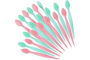 20 Pack Silicone Lip Scrub Brushes, Beomeen Double-Sided Exfoliating Lip Brush Soft Silicone Lip Scrubber Exfoliator Tool Blackhead Remover for Skincare (Green, Pink)