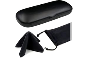 MyEyeglassCase Men Small Glasses case - Eyeglasses Hard Shell Holder Pouch & Cloth-Reading Slim & Narrow Case Heavy Duty