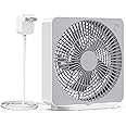 10 Inch Small Box Fan, 3 Speeds Square Table Fan Powered by AC Adapter, Quiet Running, Air Circulator Small Window Fan for Be