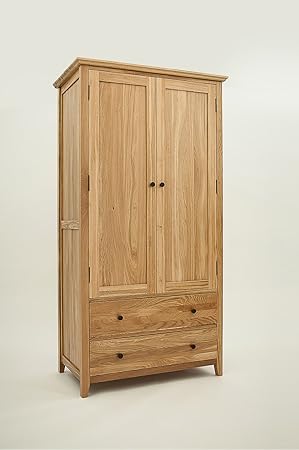 Hereford Rustic Oak Double Gents Wardrobe With 2 Drawers Amazon