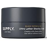 SUPPLY Ultra Lather Shaving Cream Black Pepper & Fir - Hypoallergenic Formula for Men - 3.4 Oz Jar - Naturally Soothes and Protects, Guards Against Razor Burn and Irritation
