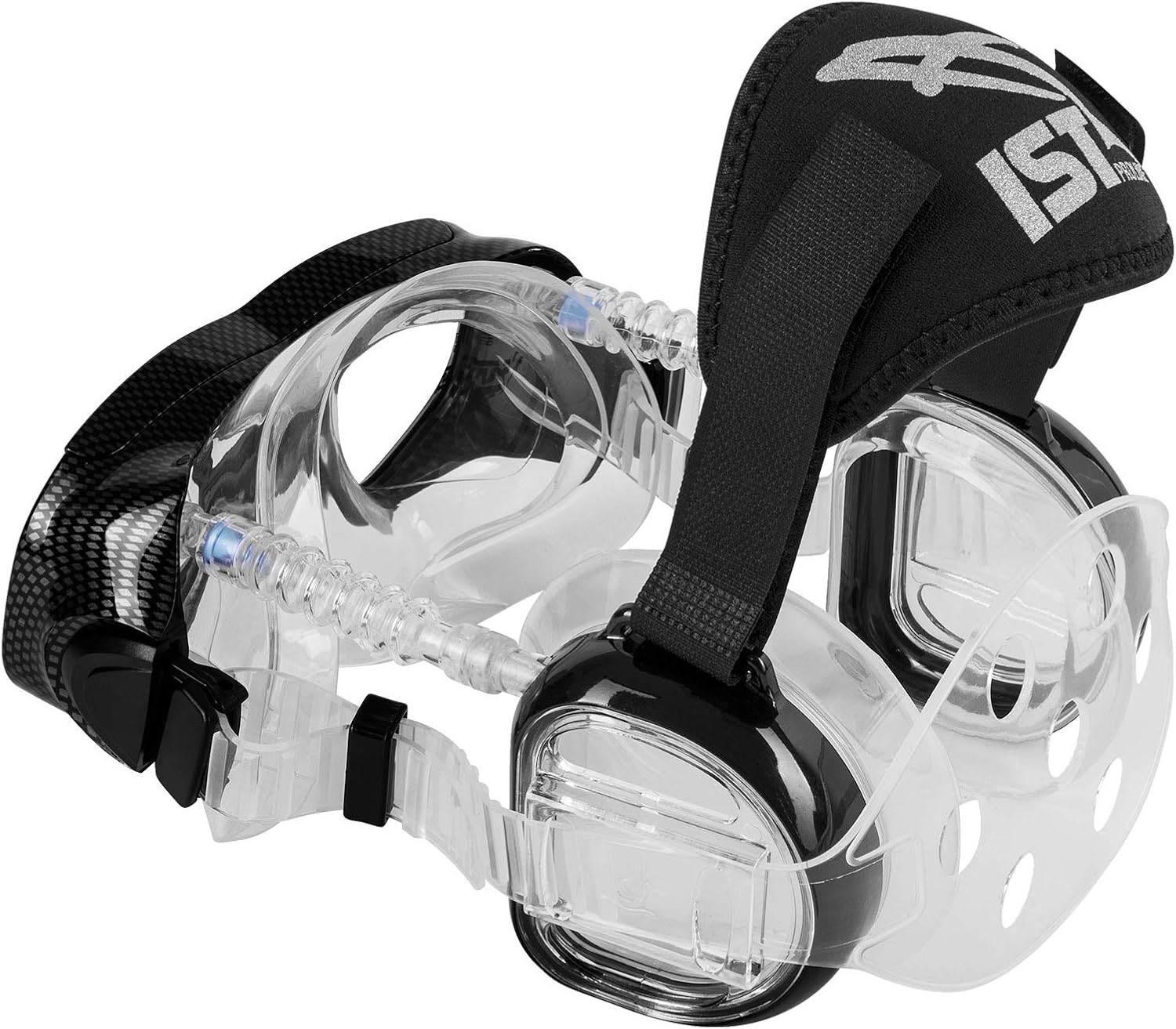 Tempered Glass Twin Lens Black IST ProEar Dive Mask with Ear Covers