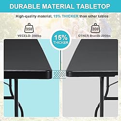 VECELO 6Ft Plastic Folding Table, Indoor Outdoor