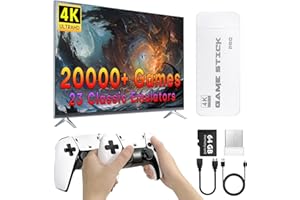 XISKT Retro Gaming Console, 23 Emulators, 4K HD HDMI TV Game Stick, Includes 2 Wireless 2.4GHz Controllers,Plug & Play Video Games for TV(64GB)