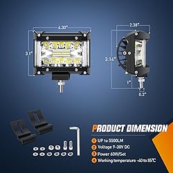 Nilight Side Shooter LED Light Bar 2PCS 4.3 Inch