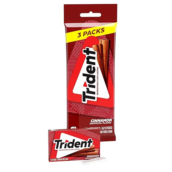 TRIDENT CINNAMON SUGAR-FREE CHEWING GUM, 3 PACKS OF...