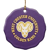 GRAPHICS & MORE West Chester University Primary Logo Porcelain Scalloped Holiday Christmas Tree Ornament - 2.8" (7.1 cm)