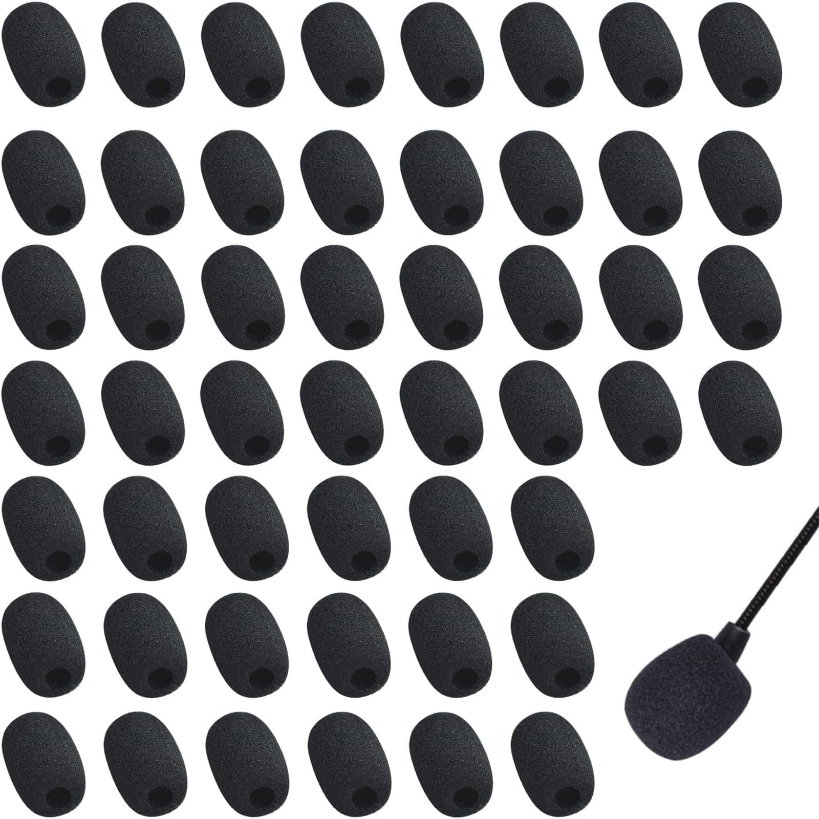 Michear Headset Microphone Windscreens,50 Pcs Mic Windshield Handheld Lavalier Lapel Mic Foam Cover, Mini Size Headset Pop Filter