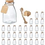 Brajttt The Square Glass Yogurt Jars,Pudding Jars with Cork lids, Dessert Glass Jars, 4 Oz Glass Jars for Jam,Milk, Honey, Gl