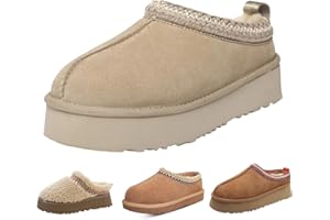 xhuoqdk Fashion Platform Slippers for kids Fur Fleece Lined Short Ankle Boot boy girl Comfortable Warm Outdoor Indoor Home Non slip fuzzy big Little Kid Mini Boots