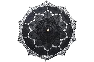 Bestage 30.7" Women's Handmade Black Wedding Bridal Dance Vintage Lace Parasol Umbrella for Decoration Photo Tea Party Adult Size