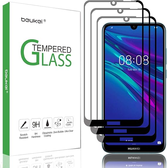 Amazon.com: (3 Pack) Beukei for Huawei Y6 2019 and Y6 Pro 2019 and Honor 8A Screen Protector Tempered Glass,Full Screen Coverage, Anti Scratch, Bubble Free