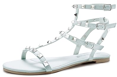 SANDALUP Funkelnd Niets Straps Damen Sandalen mit Verstellbare Metall Schnalle Sommer Schuhe