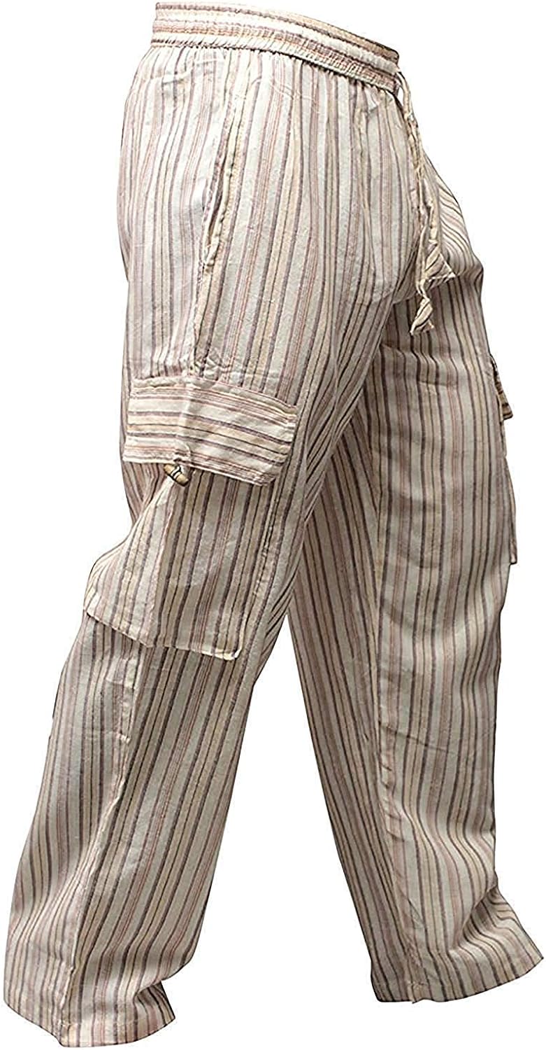 SHOPOHOLIC FASHION Unisexe Multicolore Rayures Wideleg Sidepocket