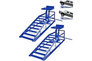 2 Pack Heavy Duty Hydraulic Car Ramps 5t 11,000Lbs, Steel Lift Ramps with Adjustable Height, Low Profile Service Ramps for Tr
