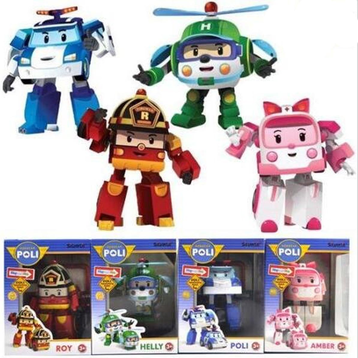 Action Figures Transformer Robocar Poli Ambe Roy Helly Robot Transformers Toys Gift Set 4Pcs