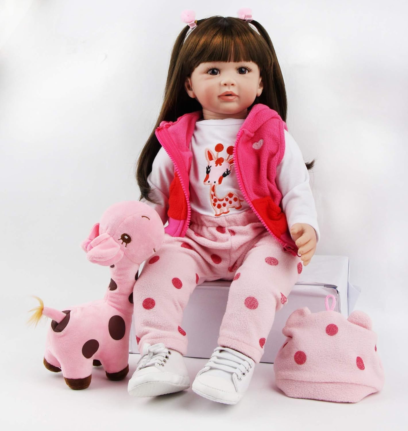 ZIYIUI 24 inches 60 cm Reborn Baby Dolls Soft Silicone Vinyl Realistic Reborn Dolls Girl Lifelike Reborn Dolls Handmade Newborn Reborn Toddler Dolls Black long hair Asian girl Xmas Gifts(24 inches) - Image 3