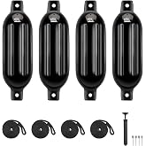 KEMIMOTO Boat Fenders Boat Bumpers for 15-35ft Boat, 4 Pack Inflatable Boat Fenders Bumpers with 4 Ropes, Boat Bumpers for Docking, Fit for Pontoon Boat Bass Boat and Jon Boat