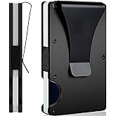 Leatherboss Wallet for Men RFID Blocking Minimalist Metal Card Holder with Money Clip Holds Credit Cards and Cash (Black)