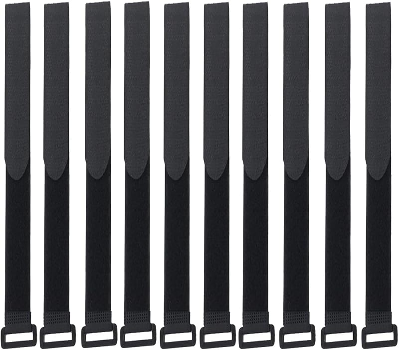 HUAYT Hook and Loop Cable Straps 1in x 31in Pack of 10 Black