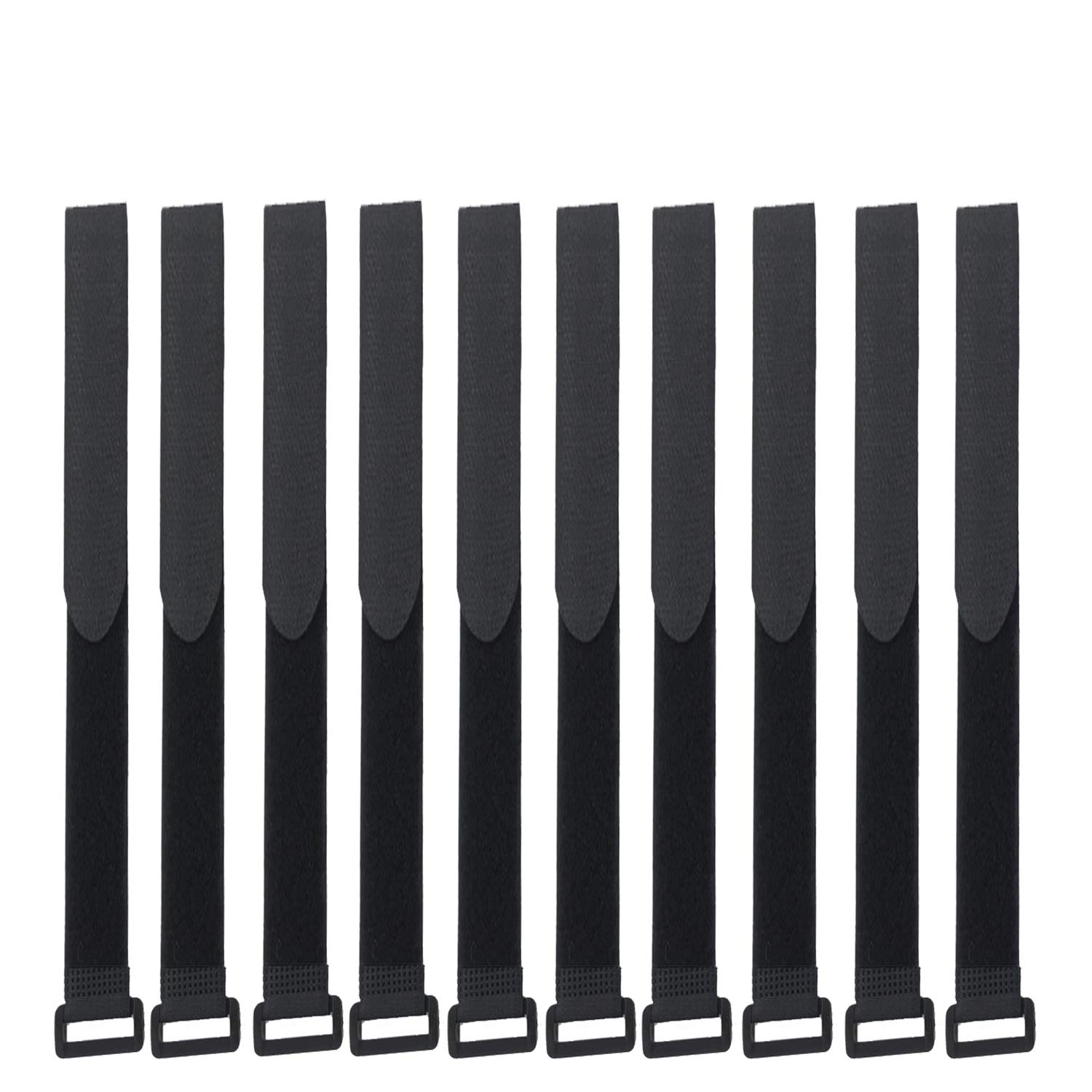 Photo 1 of HUAPX Fastening Hook and Loop Cable Straps,10Pack Black Self-Adhesive Cable Ties,Nylon Securing Straps with Buckles,Adjustable and Reusable Cinch Straps for Cords Organized and Tidy(1" x 31")