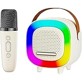 Mini Karaoke Machine Speaker for Kids Adults, Portable Bluetooth with 1 Wireless Microphones, Children's Day Birthday Gift Ideas for Toys for Teens Boys and Girls Aged 4, 5, 6, 7, 8, 9, 10, 11, 12+