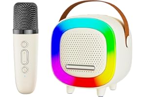 NTEEWAHY Mini Karaoke Machine Speaker for Kids Adults, Portable Bluetooth with 1 Wireless Microphones, Children's Day Birthday Gift Ideas for Toys for Teens Boys and Girls Aged 4, 5, 6, 7, 8, 9, 10, 11, 12+