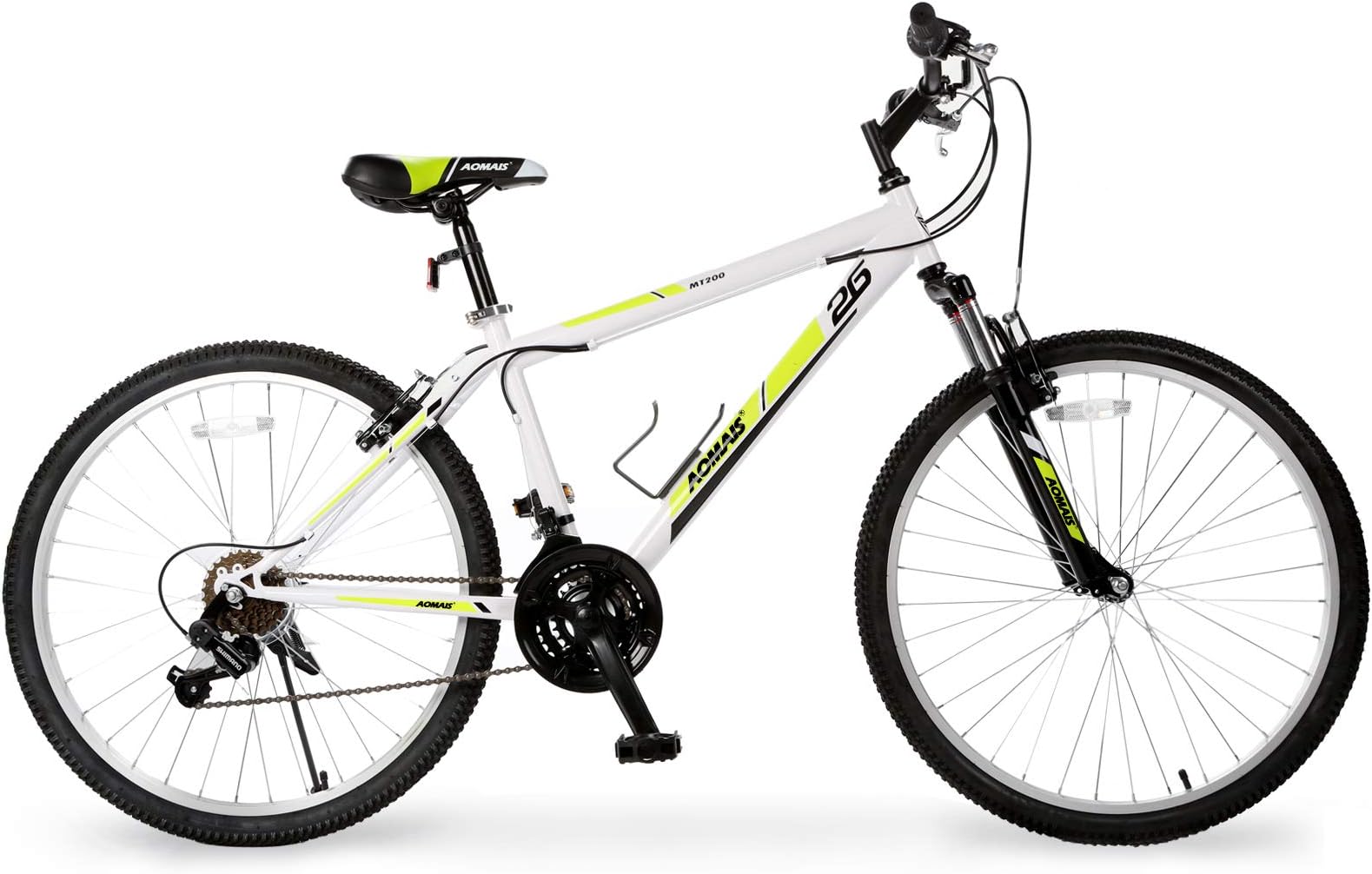 Murtisol Mountain Bike 26’’ Hybrid Bike with Adjustable Seat, Front/Full Suspension,18 Speeds Derailleur, Designed Heavy-Duty Kickstand,White