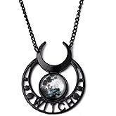Sacina Black Crescent Moon Pentagram Necklace, Gothic Necklace, Goth Jewelry, Halloween Christmas Jewelry Gift for Women