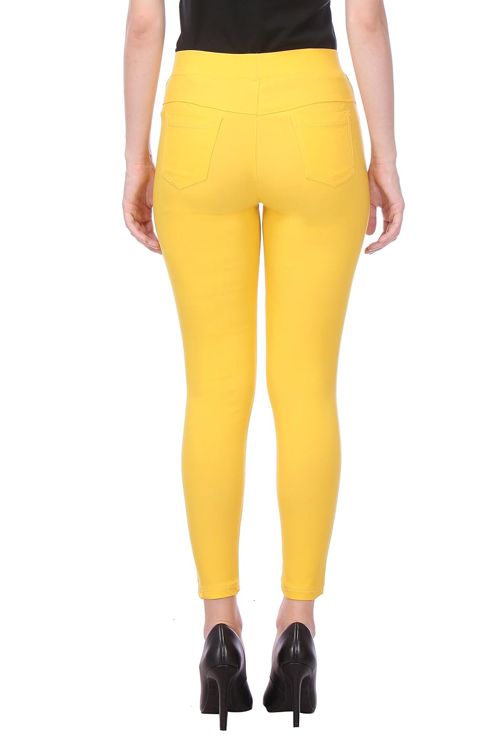 deewa yellow single zip jegging