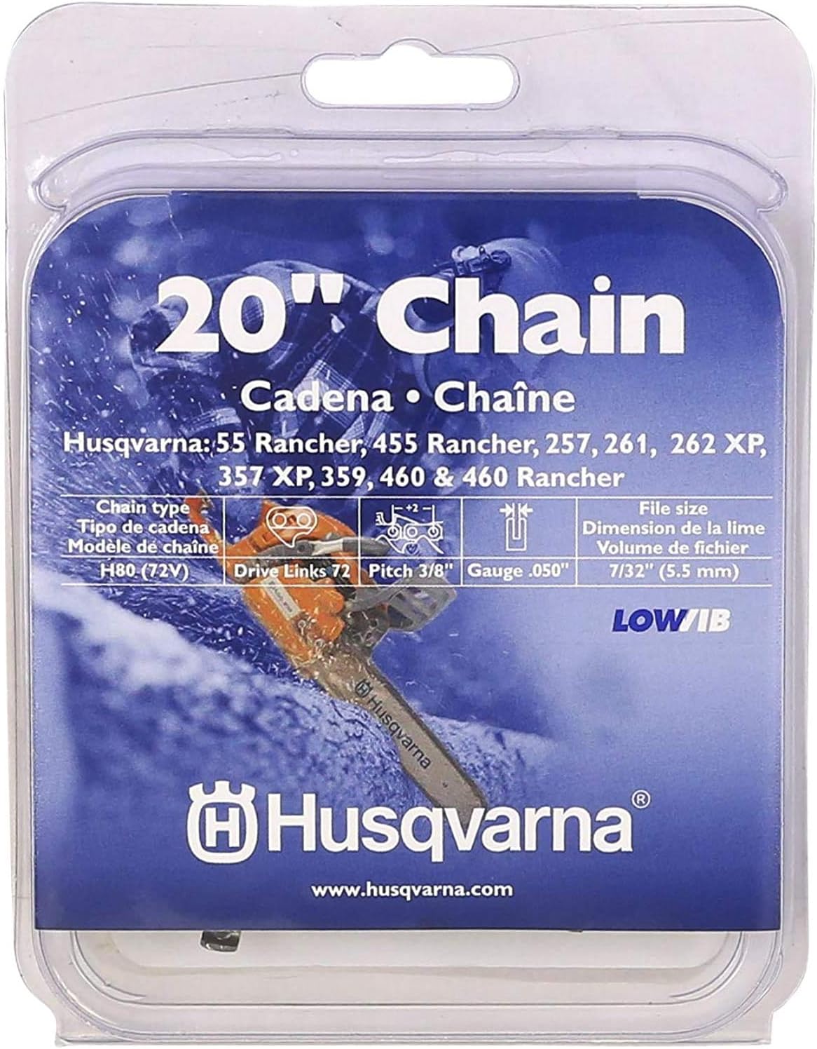 Husqvarna Chainsaw Chain 20" .050 Gauge 3/8 Pitch Low Kickback Low-Vibration: New World Diamonds: Garden & Outdoor