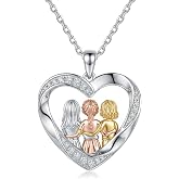 YFN Three Sisters Necklace Sterling Silver Heart Pendant 3 Sisters Jewelry Birthday Gifts for Sister Women