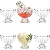 CasaVibe Vintage Glass Dessert Bowls, Ice Cream cups, 5oz Dessert cups, for Sundae, Fruit, Ice Cream, Pudding, small snacks,Condiment (6)