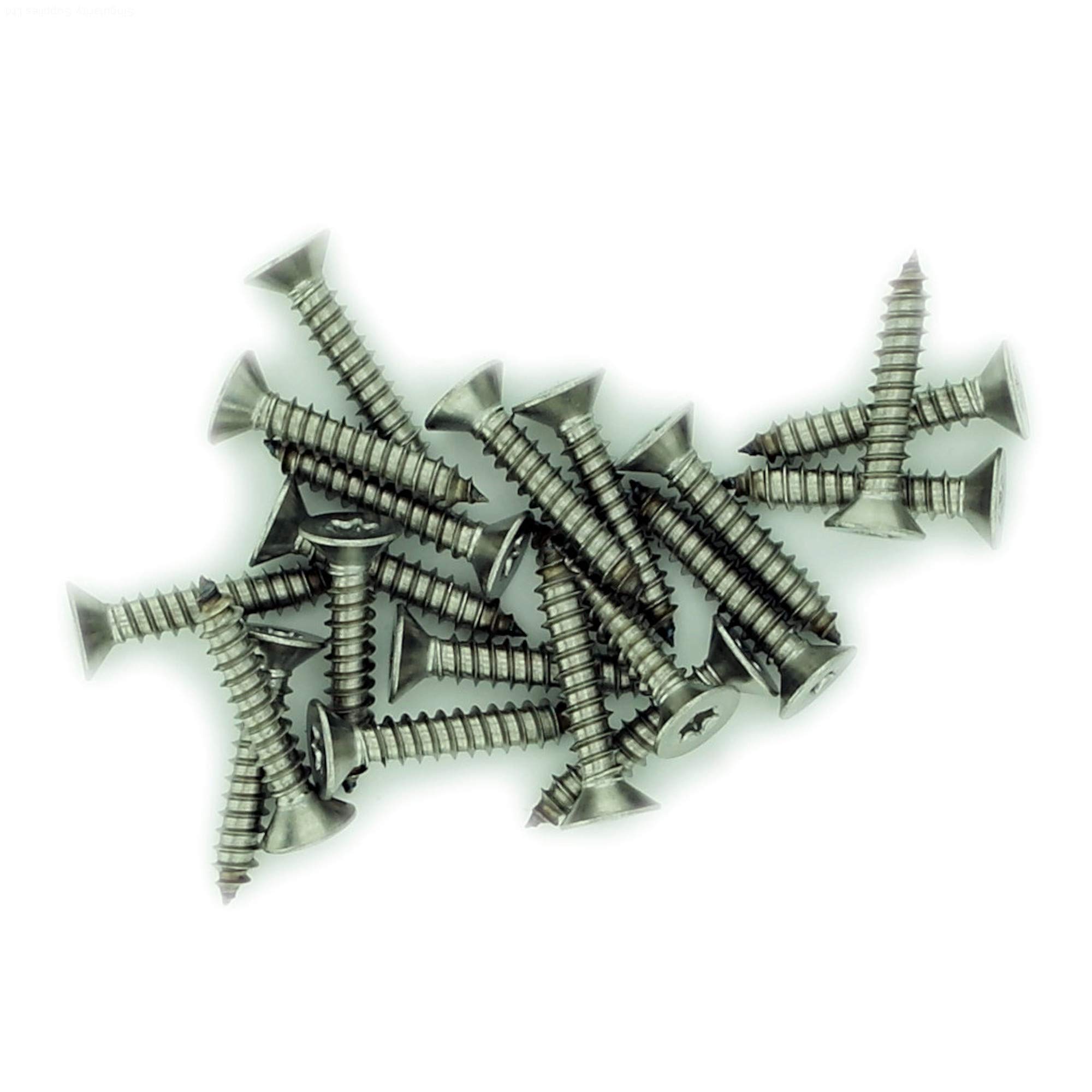 No.10 x 0.975 (4.8mm x 25mm) TX Countersunk Self-Tapping Screw - Stainless Steel (A2) (Pack of 20)