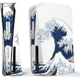 eXtremeRate eXcover The Great Wave Top Bottom Cover Compatible with ps5 Console Disc Edition, Replacement Faceplate Backplate Shell Skin Compatible with ps5 Disc Version Console