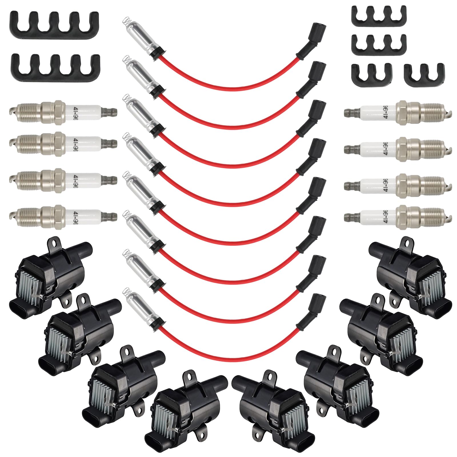 Photo 1 of **MISSING ASSEMBLY PIECES*** 8 Pcs UF262 Round Ignition Coil Set with 41-962 Spark Plugs 12192192 748UU Spark Plug Wires Set Compatible with Chevrolet Buick Hummer 1500 2500 3500 4.8L 5.3L 6.0L 1999-2007 Replace C1512 12622553